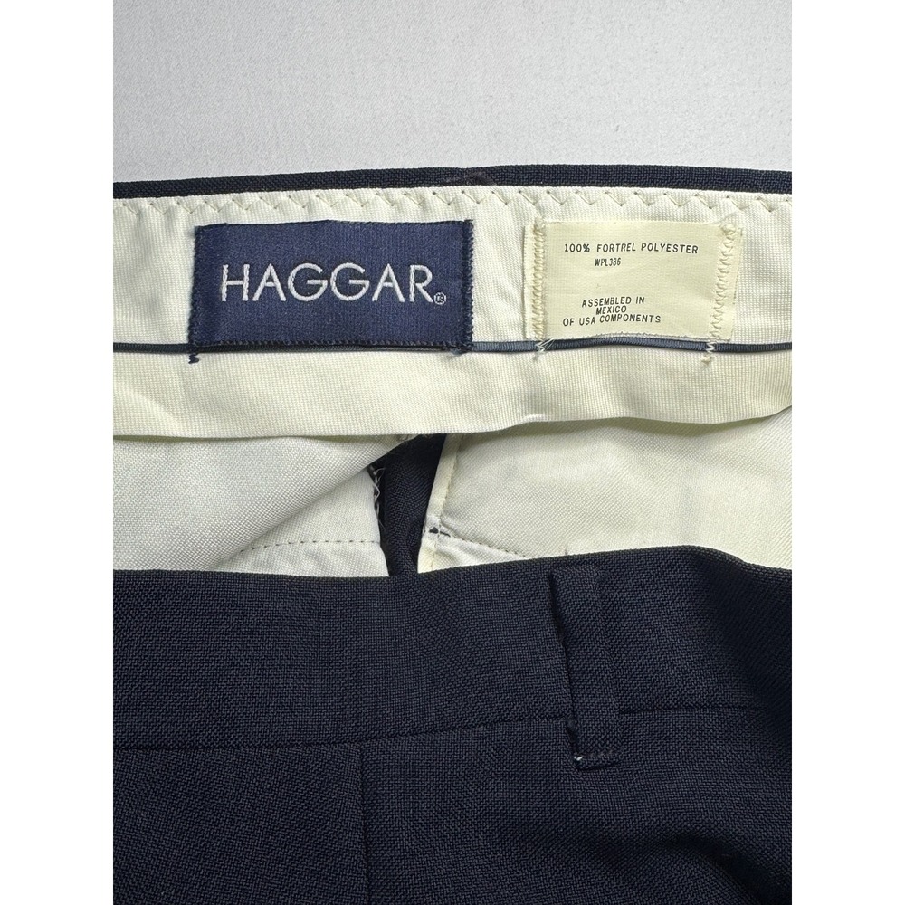 Haggar Vintage Mens Navy Blue Fortrel Polyester Dress Pants 38x34 61103 MON1 - Picture 2 of 9